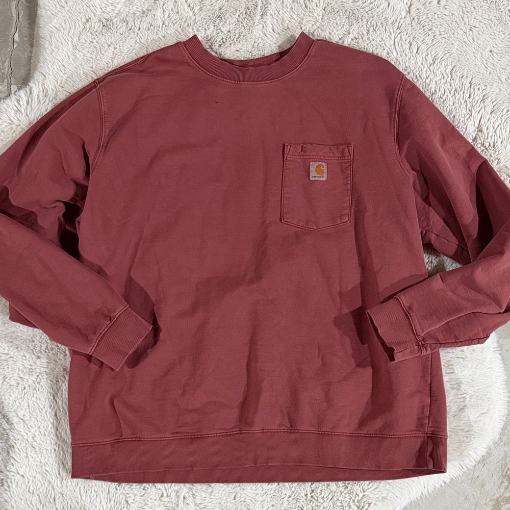 Carhartt Men's Brick Red Crewneck Sweater Sz 2xl with 2 tiny holes